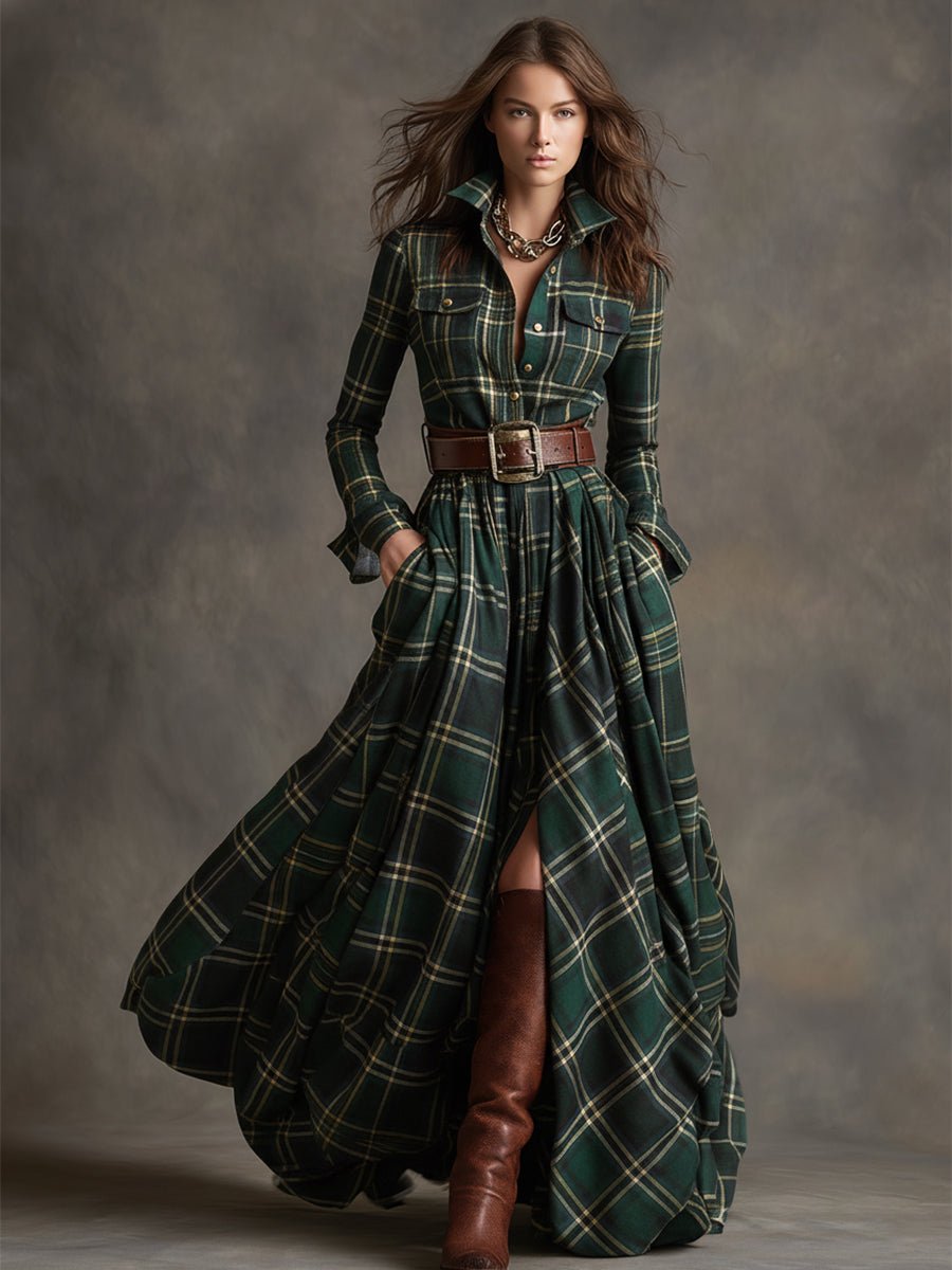 Women's Belted Shirt Dress with Flared Skirt Alternate