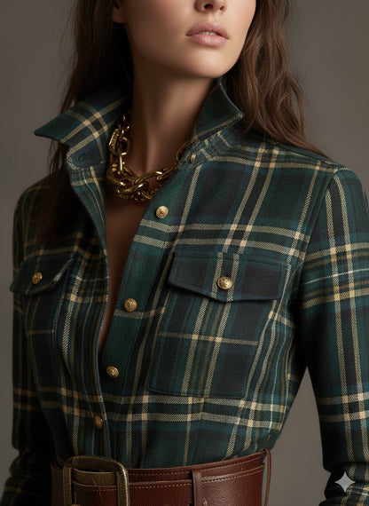 Women's Belted Shirt Dress with Flared Skirt Front
