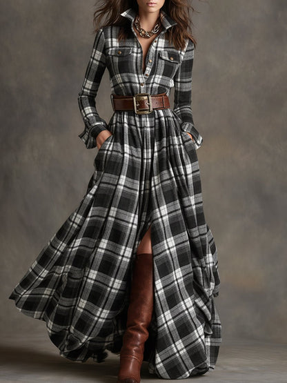 Women's Belted Shirt Dress with Flared Skirt Lifestyle