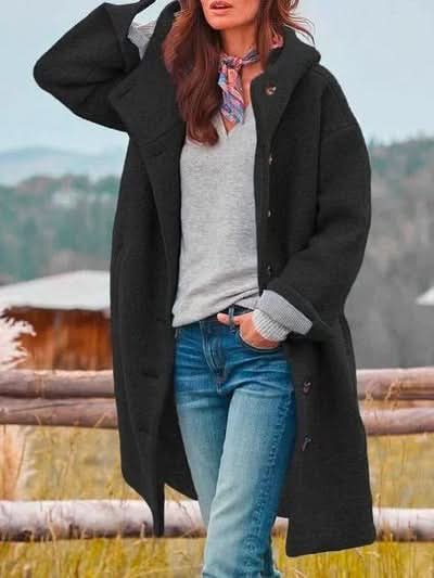Women's Casual Spring Coat with Relaxed Fit Close Up