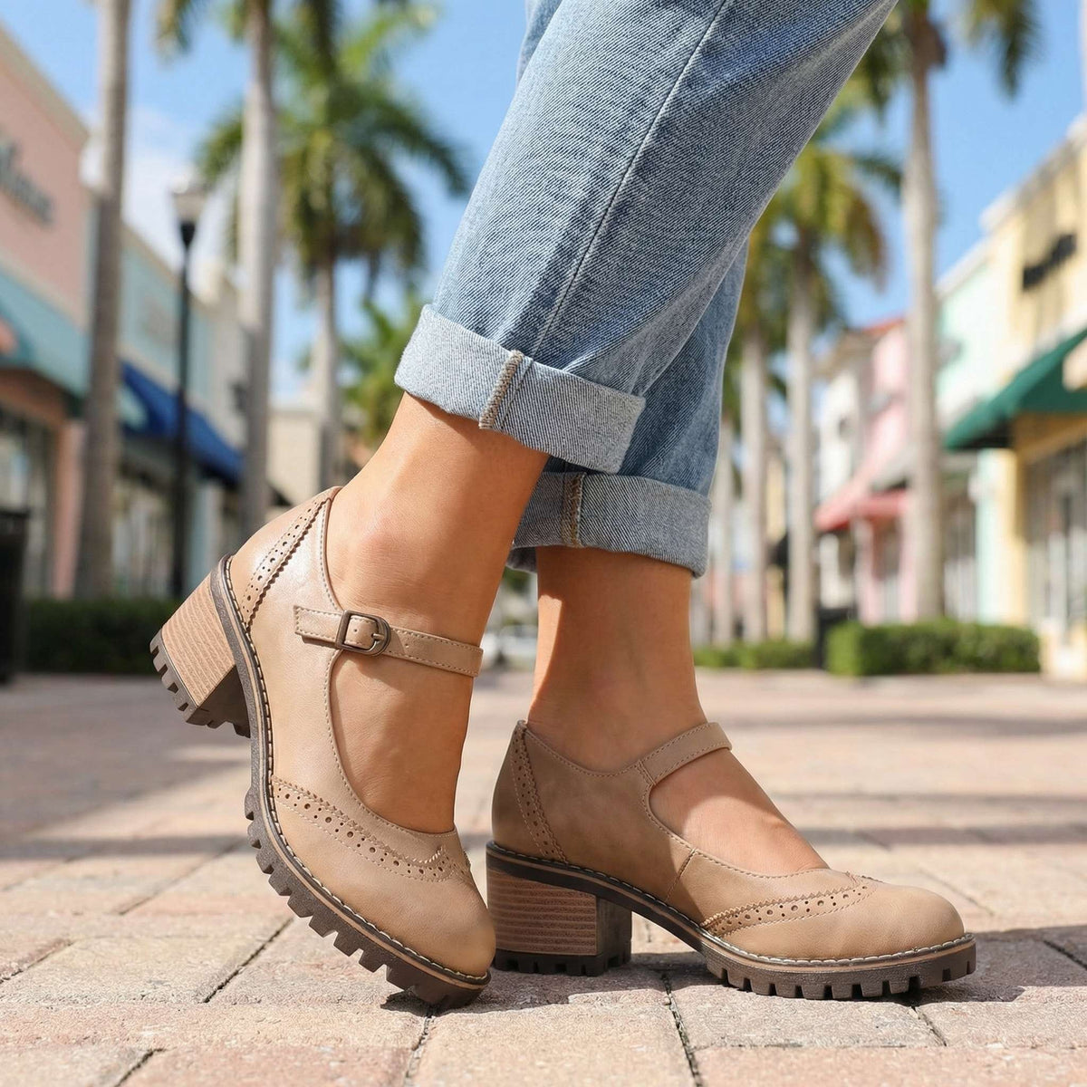 Women's Classic T-Strap Heels | Closed Toe with All-Day Comfort Detail