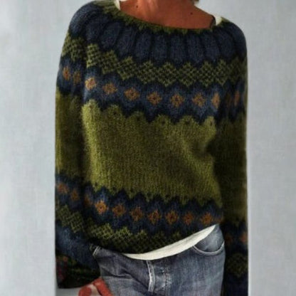 Women's Comfortable Jumper with Yoke Pattern Neckline Hero