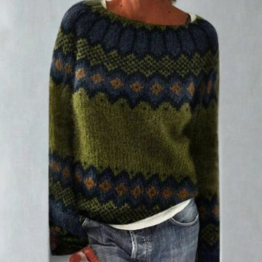 Women's Comfortable Jumper with Yoke Pattern Neckline Hero