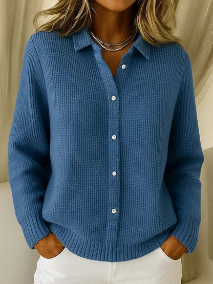 Women's Cozy Knit Cardigan with Button Front Side