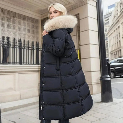 Women's Designer Winter Parka Jacket with Fur Hood Angle