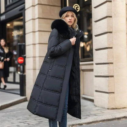 Women's Designer Winter Parka Jacket with Fur Hood Back