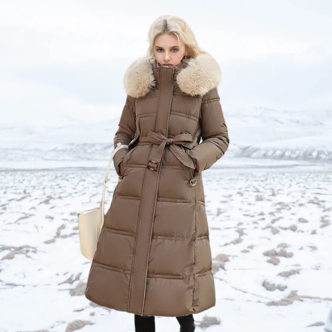 Women's Designer Winter Parka Jacket with Fur Hood Front