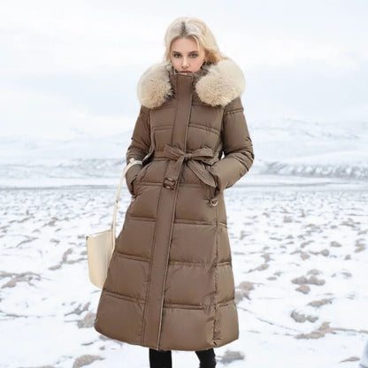 Women's Designer Winter Parka Jacket with Fur Hood Front
