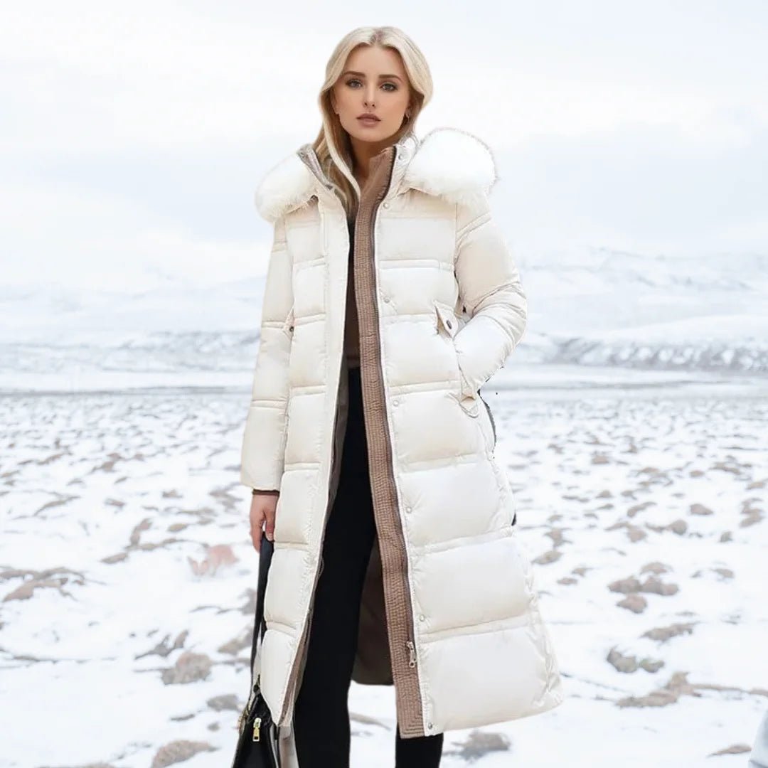 Women's Designer Winter Parka Jacket with Fur Hood View 13