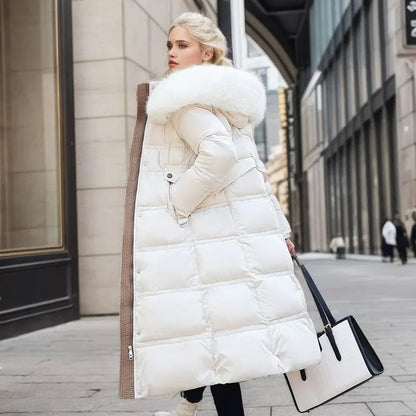 Women's Designer Winter Parka Jacket with Fur Hood View 14