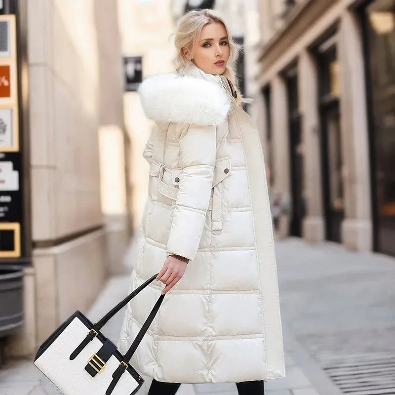 Women's Designer Winter Parka Jacket with Fur Hood View 15