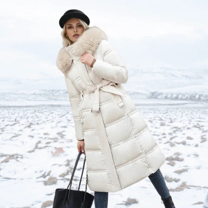 Women's Designer Winter Parka Jacket with Fur Hood View 16