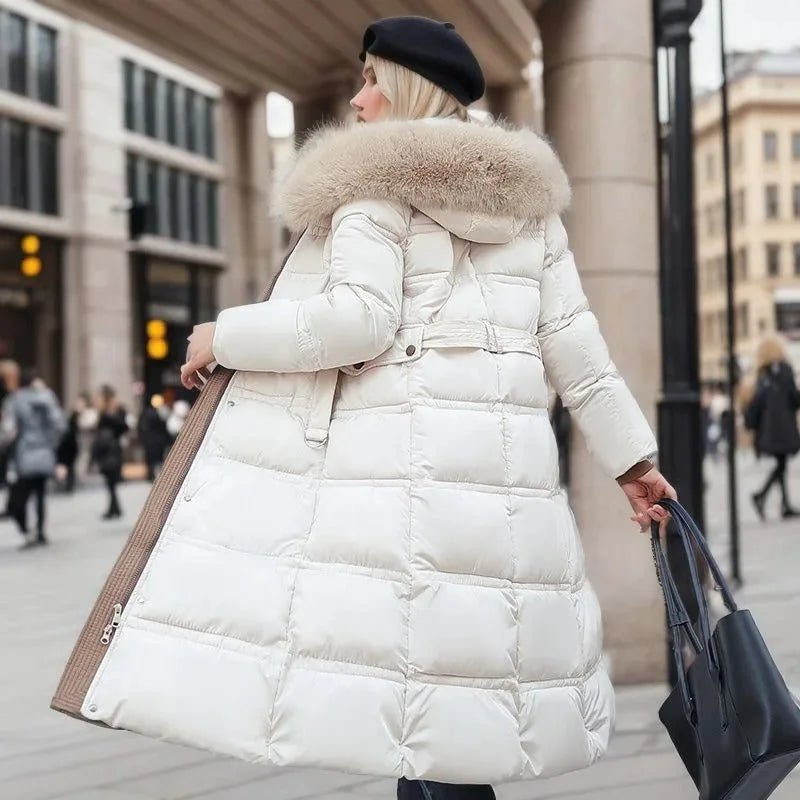 Women's Designer Winter Parka Jacket with Fur Hood View 17