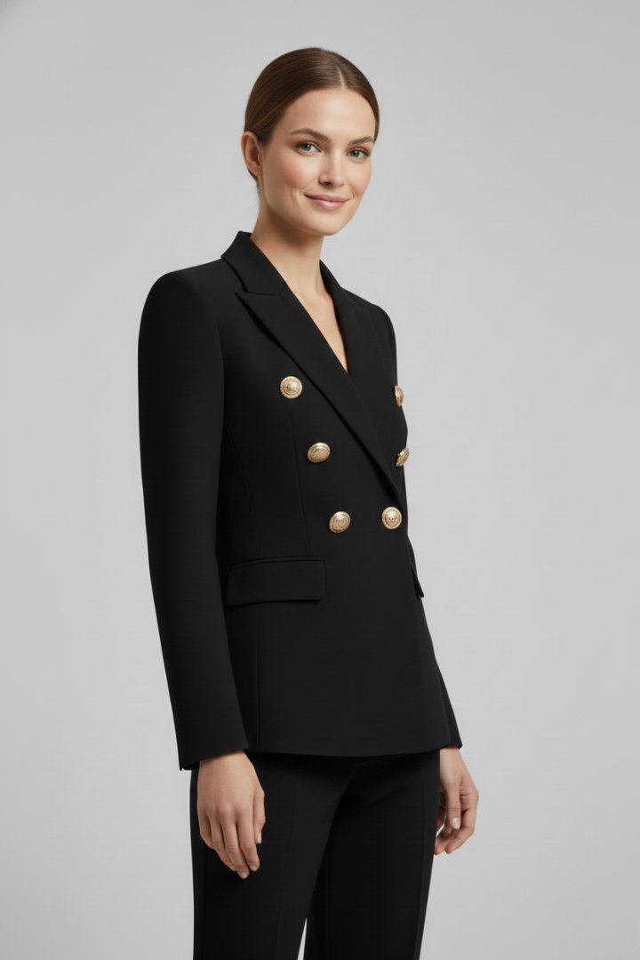 Women's Double-Breasted Blazer | Smart Occasion with Gold Buttons Detail
