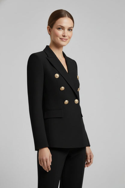 Women's Double-Breasted Blazer | Smart Occasion with Gold Buttons Detail