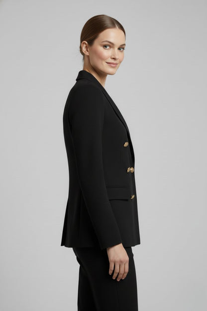 Women's Double-Breasted Blazer | Smart Occasion with Gold Buttons Side