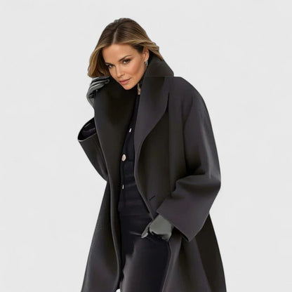 Women's Elegant Coat | Relaxed Fit with Shawl Collar Front