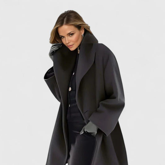 Women's Elegant Coat | Relaxed Fit with Shawl Collar Front