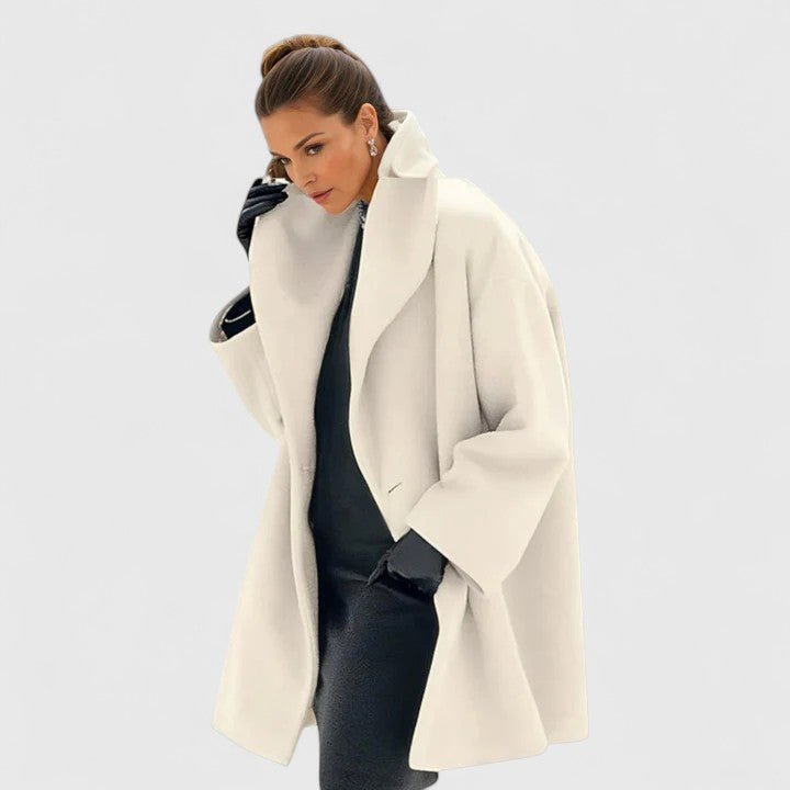 Women's Elegant Coat | Relaxed Fit with Shawl Collar Side