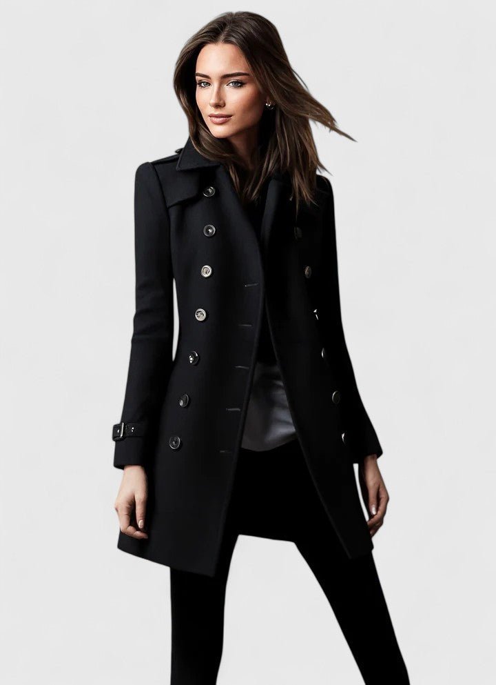 Women's Elegant Coat | Tailored Fit with Military Detail Front