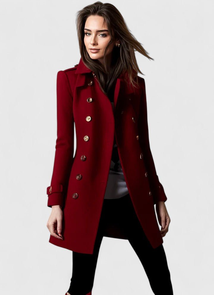 Women's Elegant Coat | Tailored Fit with Military Detail Hero