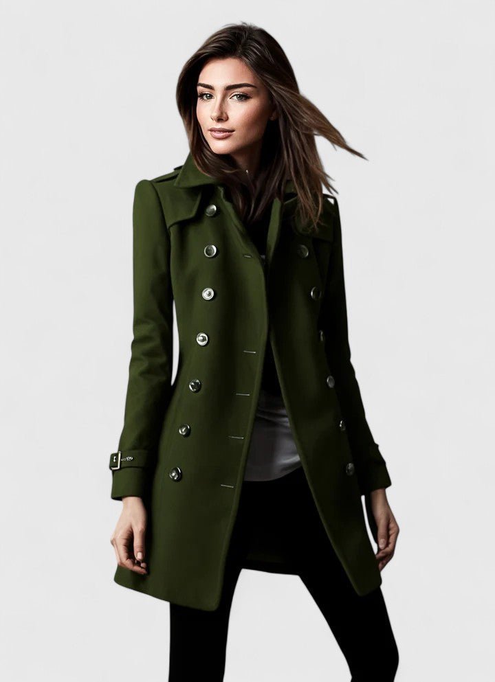 Women's Elegant Coat | Tailored Fit with Military Detail Side