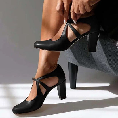 Women's Elegant Comfort Strap High Heels Detail