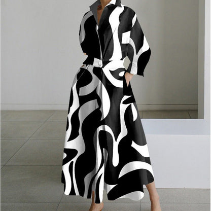 Women's Elegant Front Wrap Collared Maxi Dress Alternate