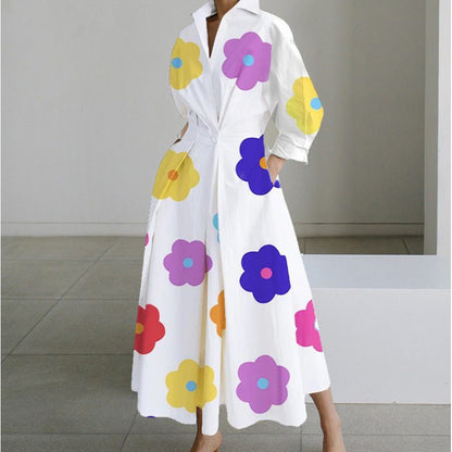 Women's Elegant Front Wrap Collared Maxi Dress Angle