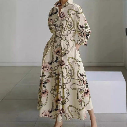 Women's Elegant Front Wrap Collared Maxi Dress Front