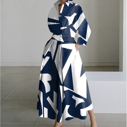 Women's Elegant Front Wrap Collared Maxi Dress Lifestyle