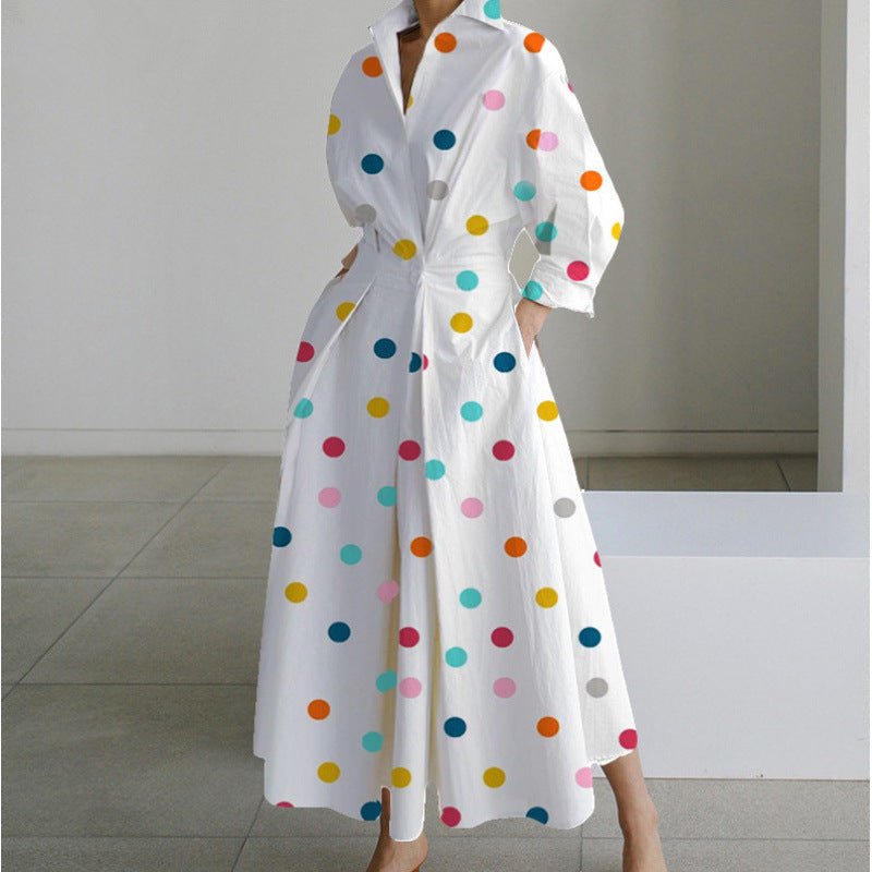 Women's Elegant Front Wrap Collared Maxi Dress Side