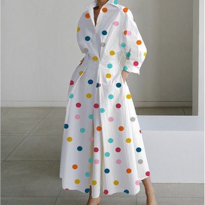Women's Elegant Front Wrap Collared Maxi Dress Side