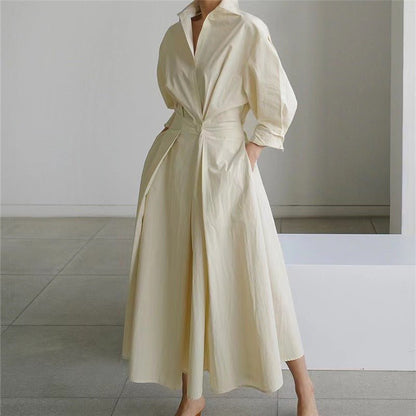 Women's Elegant Front Wrap Collared Maxi Dress View 15