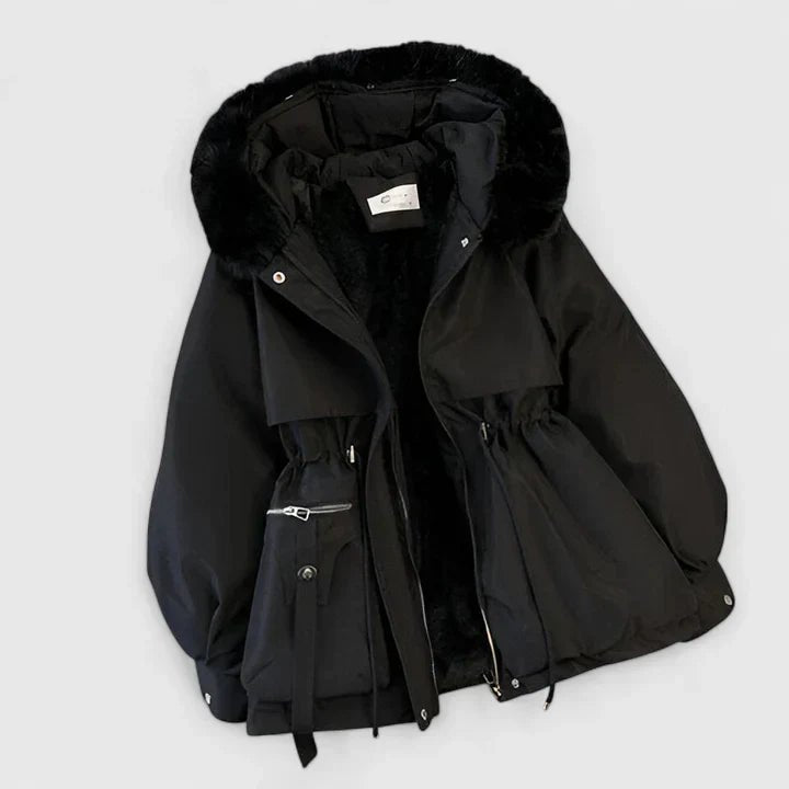 Women's Elegant Jacket | Padded Lining with Cinched Waist Front