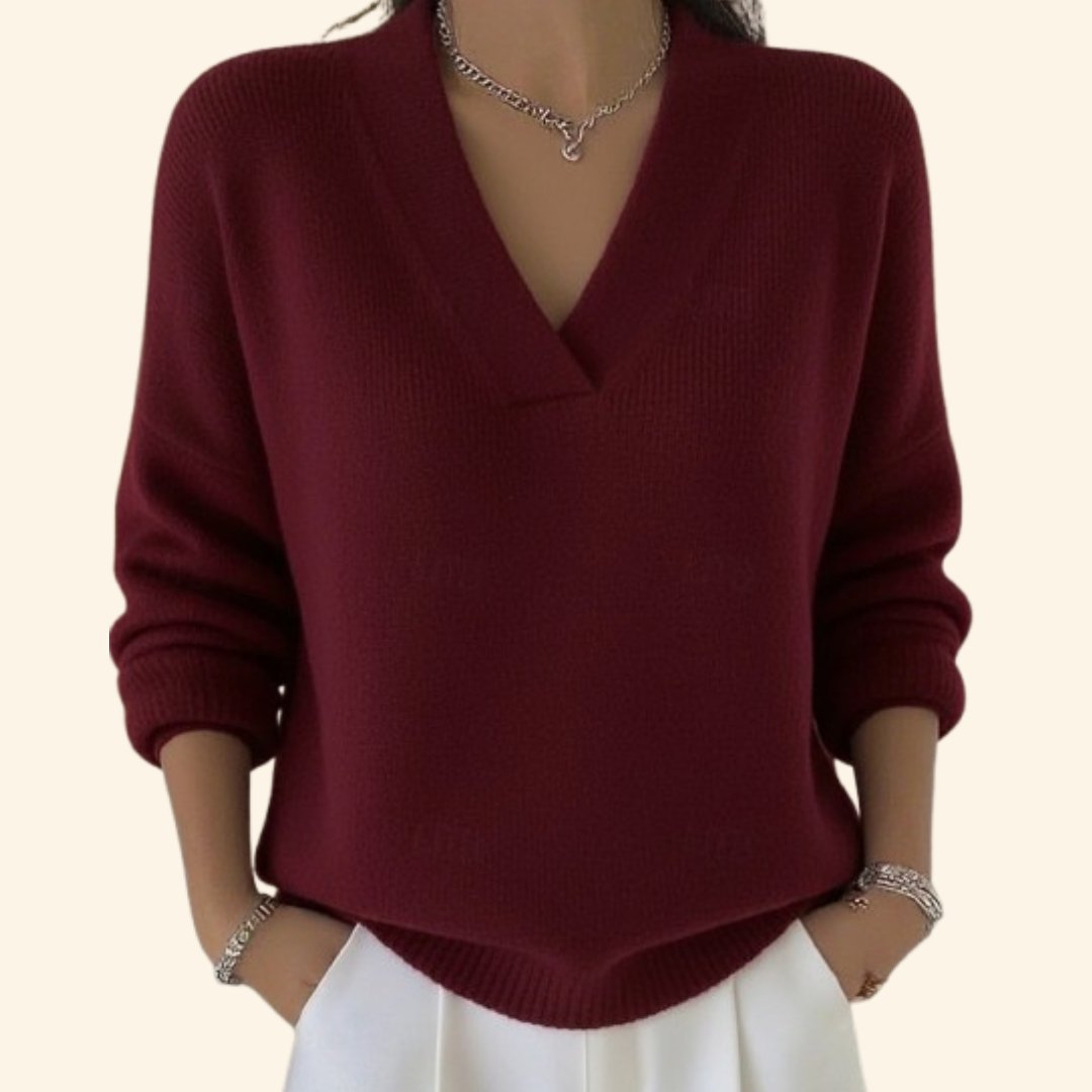 Women's Elegant Jumper with V-Neck Hem Detail Hero