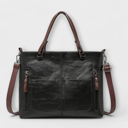 Women's Elegant Leather Bag with Dual Front Pockets Front