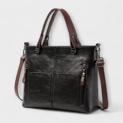 Women's Elegant Leather Bag with Dual Front Pockets Full