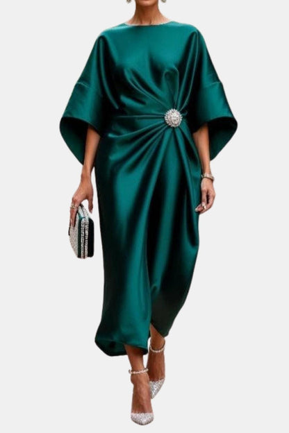 Women's Elegant Satin Dress | Wide Sleeve A-Line Style Hero