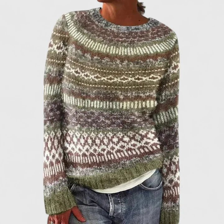 Women's Fair Isle Knit Jumper with Crew Neck Hero