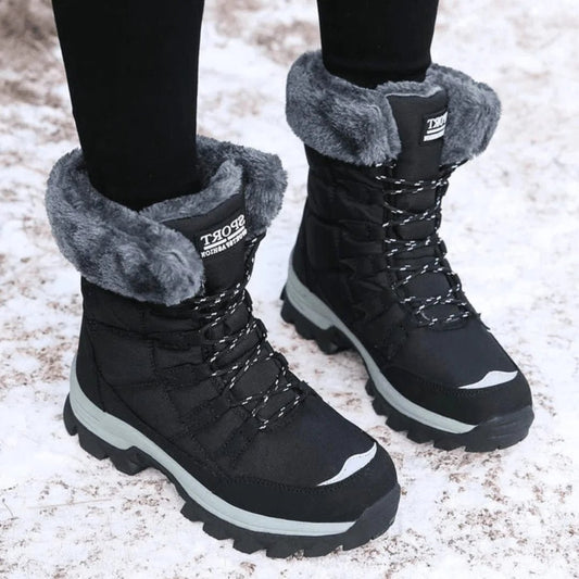 Women's Faux Fur Lined Winter Boots with Chunky Sole Front