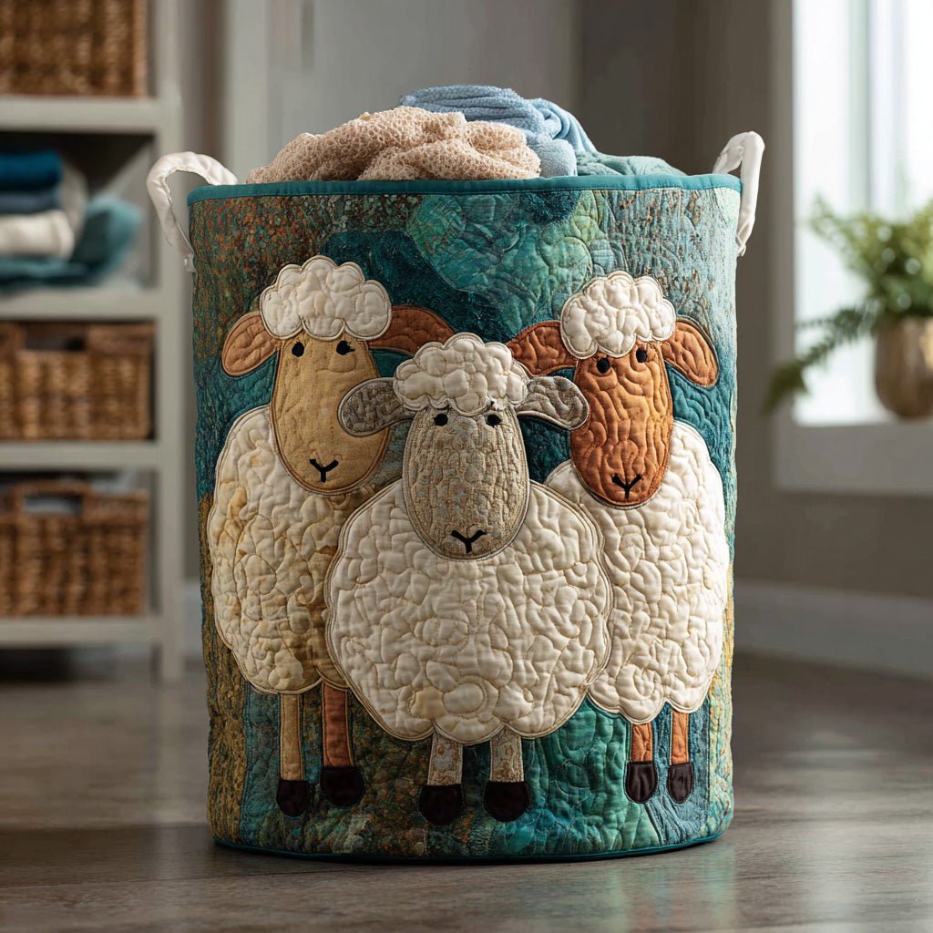 Women's Fluffy Sheep Quilted Laundry Basket Hero