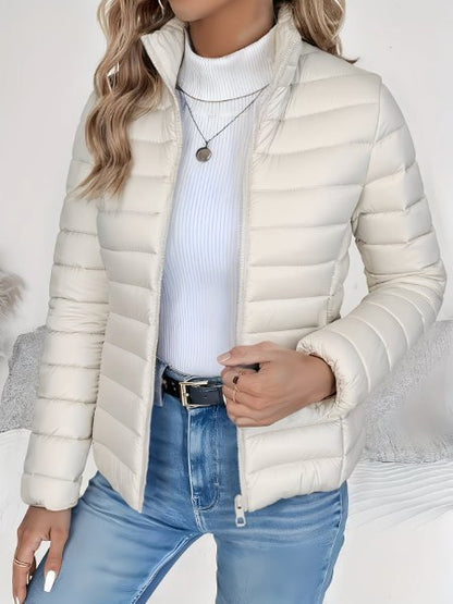 Women's Lightweight Quilted Spring Jacket with Tailored Fit Back
