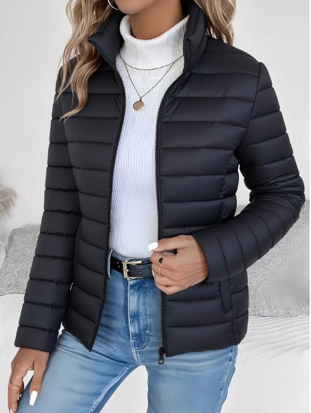 Women's Lightweight Quilted Spring Jacket with Tailored Fit Front