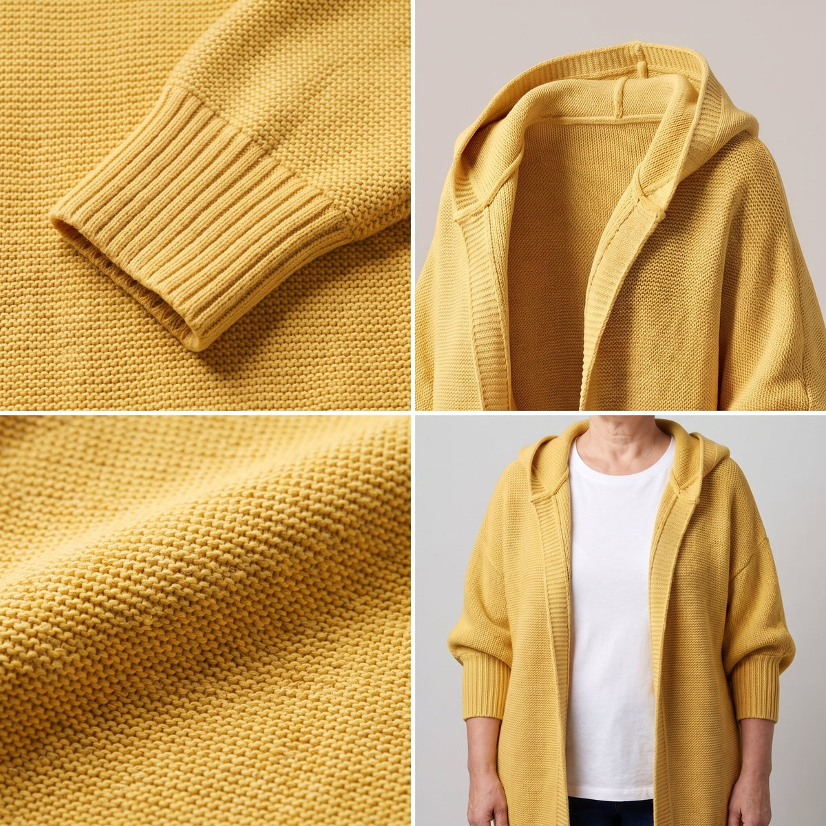 Women's Loose Knit Cardigan with Oversized Hood Alternate