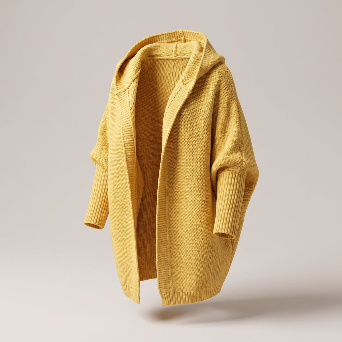 Women's Loose Knit Cardigan with Oversized Hood Angle