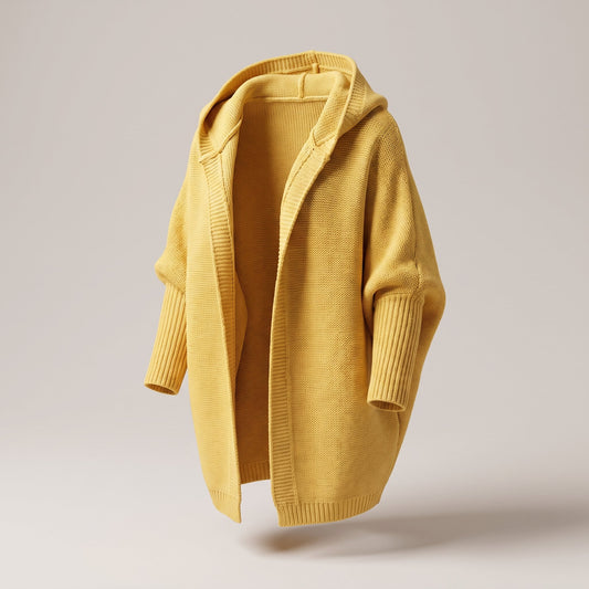 Women's Loose Knit Cardigan with Oversized Hood Angle