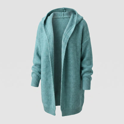 Women's Loose Knit Cardigan with Oversized Hood Back