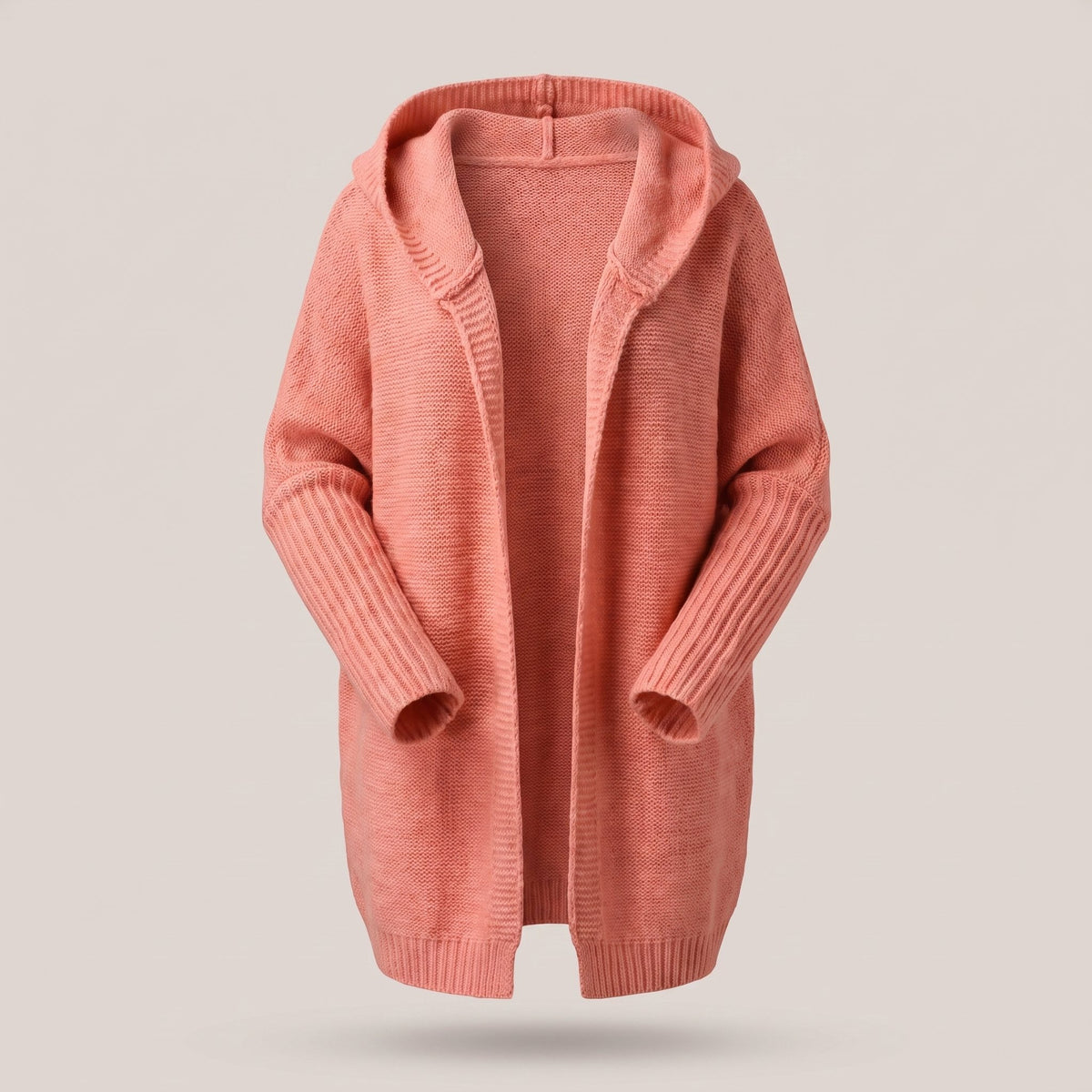 Women's Loose Knit Cardigan with Oversized Hood Close Up