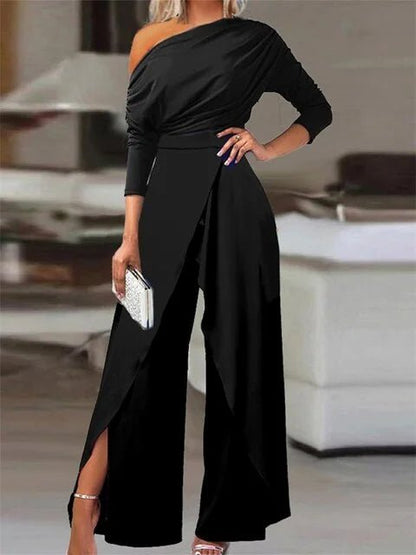 Women's Off-Shoulder Jumpsuit | Wide Leg Occasion Wear Detail